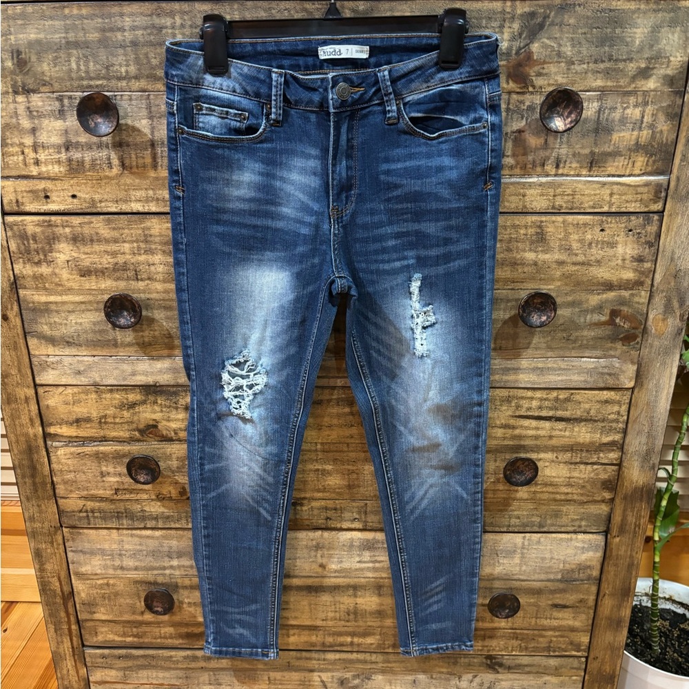 Mudd Dark Blue Distressed Skinny Jeans